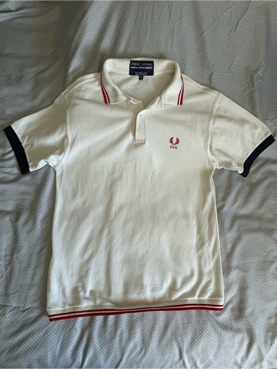 Fred Perry Other - Fred Perry X COMME des GARCOnS White Polo with Red Trim and Blue Sleeve Cuffs